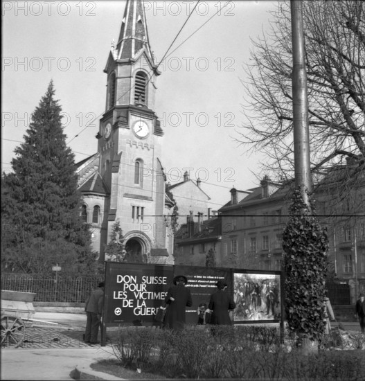 Swiss donation collecting point, 1945.