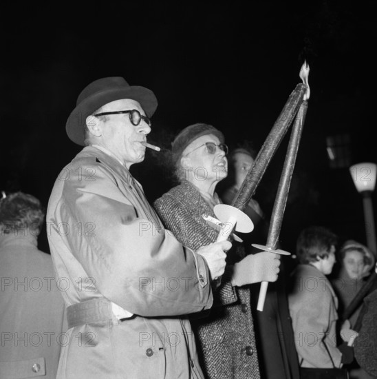 Torch-lit procession to commemorate the first voting about women suffrage in Switzerland, 1959. The referendum was then rejected clearly.