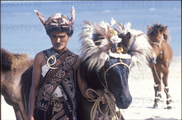 Man with horse on Sawu island, Indonesia, 1986.