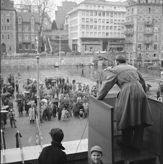 Speaker at May Day rallies in Lausanne 1956.