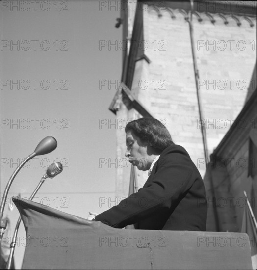 Maria Becker speaking at May Day rallies in Zurich 1951.