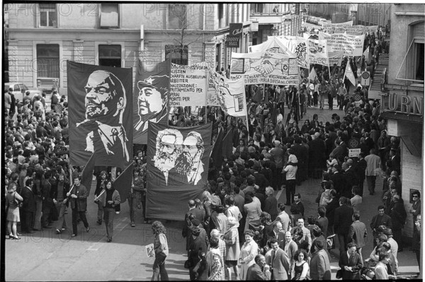 May Day demonstration in Zurich 1972, communists.