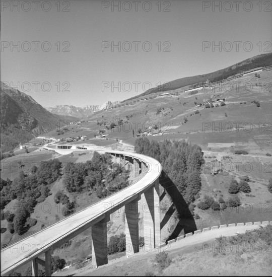 Road to Grand-Saint-Bernard at Val d'Aosta 1962.