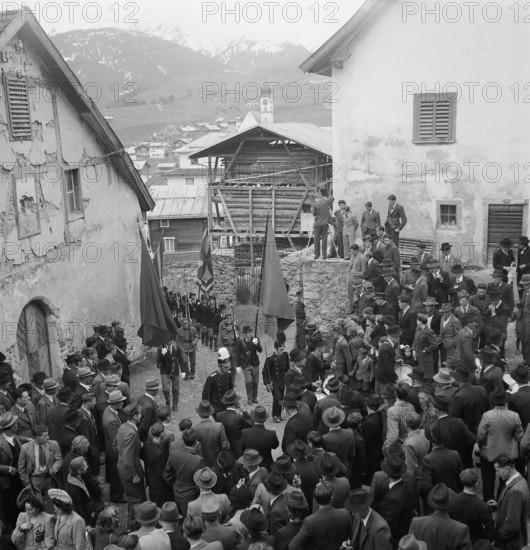Voting in Disentis, 1945.