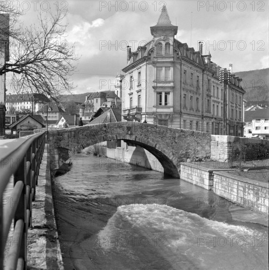 Delemont; Stone bridge Pont de la Maltiere ; 1954.