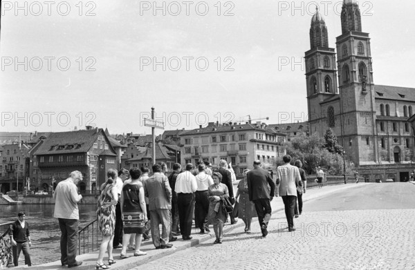 Group of Russian tourists in Zurich 1969.