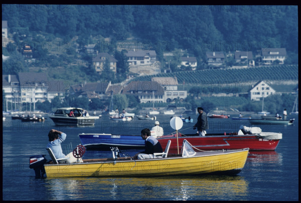 Fishing boats on lake Bienne 1984.