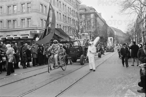 Protest of Bunkerjugend in Zurich, carnival 1971.