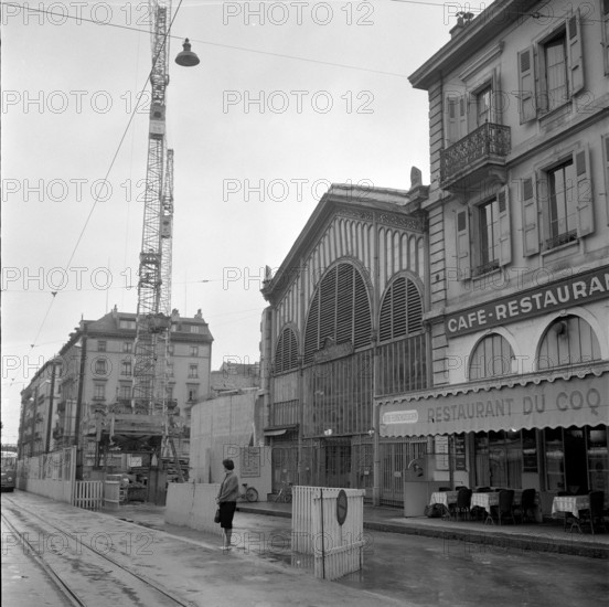 Geneva, Halle de Rive: covered market; 1960.