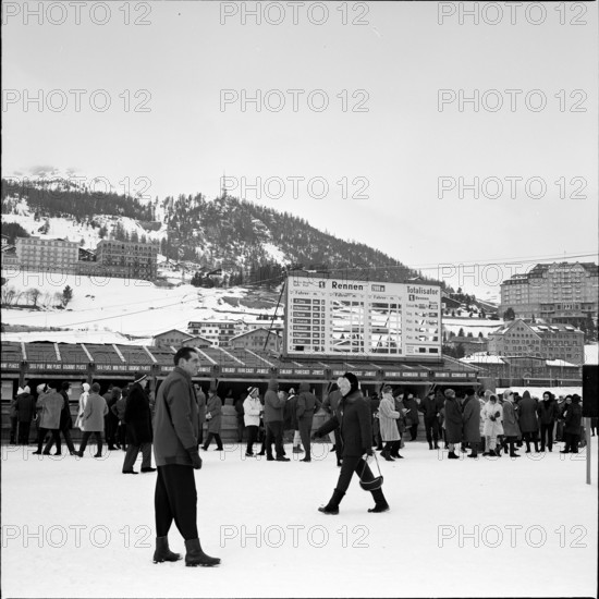 People at betting offices in St. Moritz 1969.