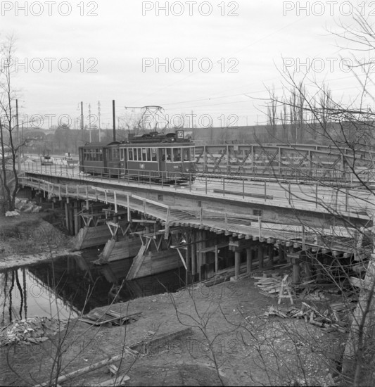 Tram bridge under construction; 1950.