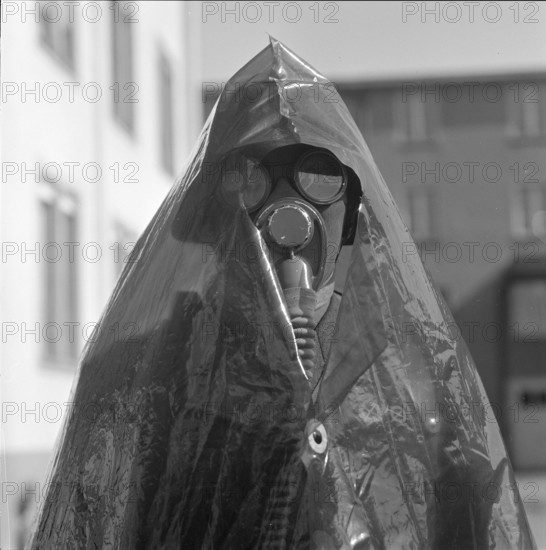 Swiss Soldier in new ABC protective gown 1966