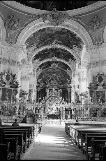 Indoor view of monastery church St. Gallen 1966
