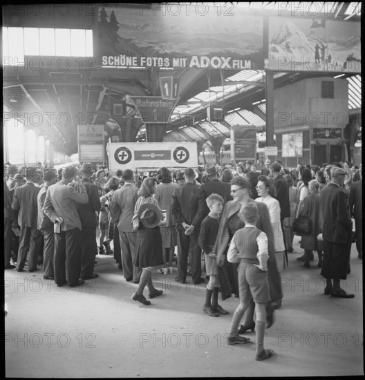 May 8th. 1945, Armistice's day: People in Zurich Main Train Station