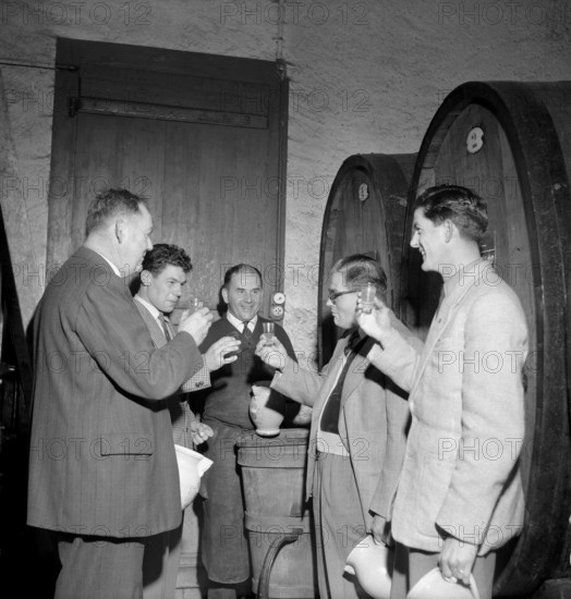Lausanne"", wine auction, tasting with cheese, 1954