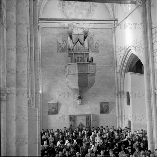 Indoor view church Notre Dame, Geneva 1954