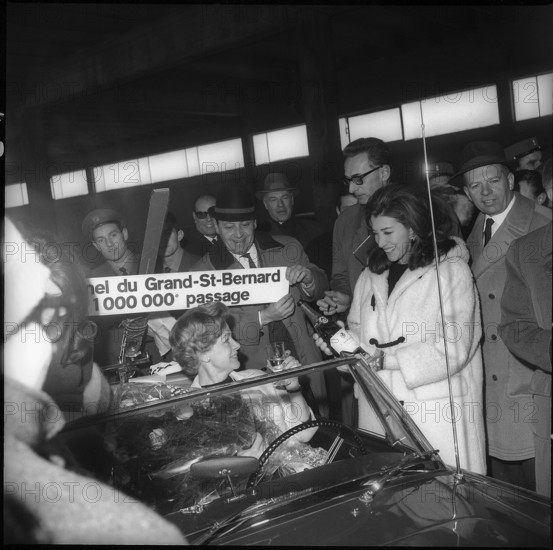 First millionth car passing the Great St. Bernhard road tunnel in 1967