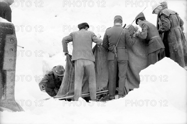 Mattmark Glacial Ice Avalanche; rescue of dead workers; 1965