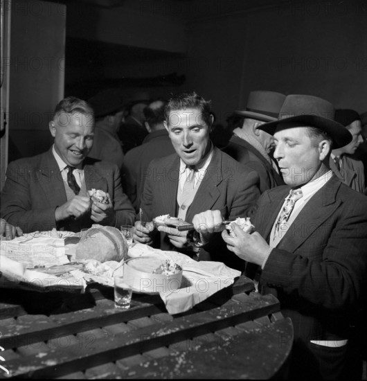 Lausanne"", wine auction, tasting with cheese, 1954