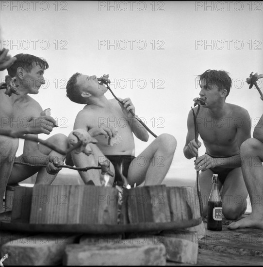 Young people barbecuing at Lake Hallwil, 1958