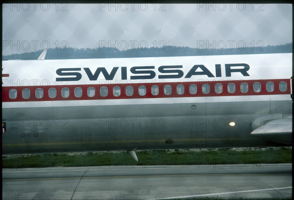 Airplane with Swissair logo, 1980