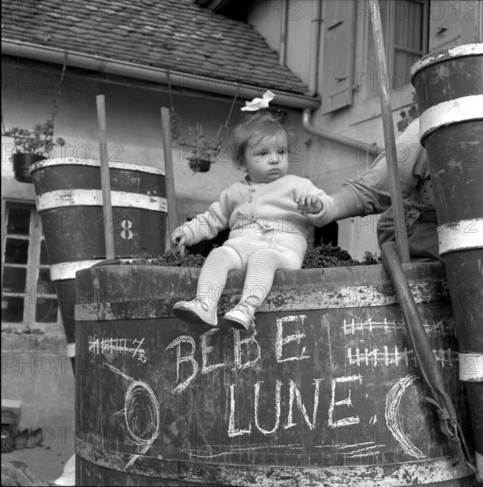 Baby at vintage in Riex themed Bébé Lune, 1957