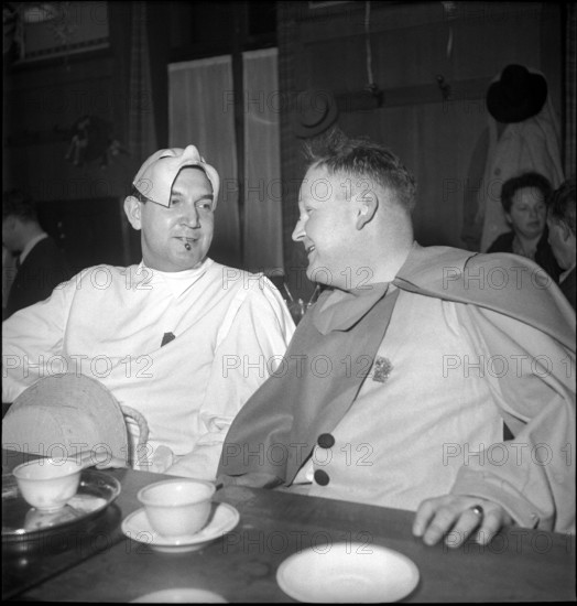 Carnival participants in the restaurant, Basel 1947
