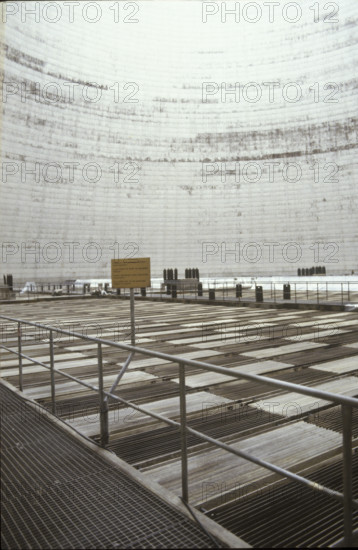 Nuclear power station Gösgen, cooling tower inside, 1980