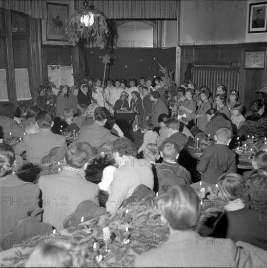 Hungarian refugees at Christmas party, St. Gallen 1956