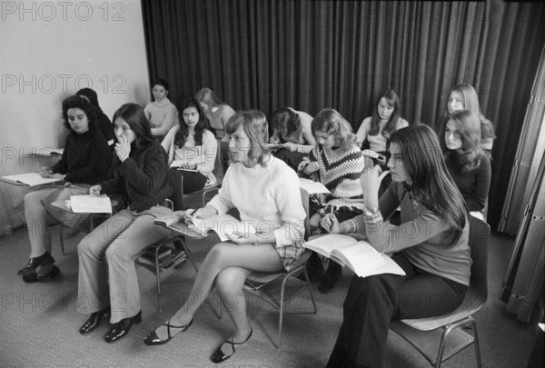 Class at girls' high school, Villeneuve, 1971