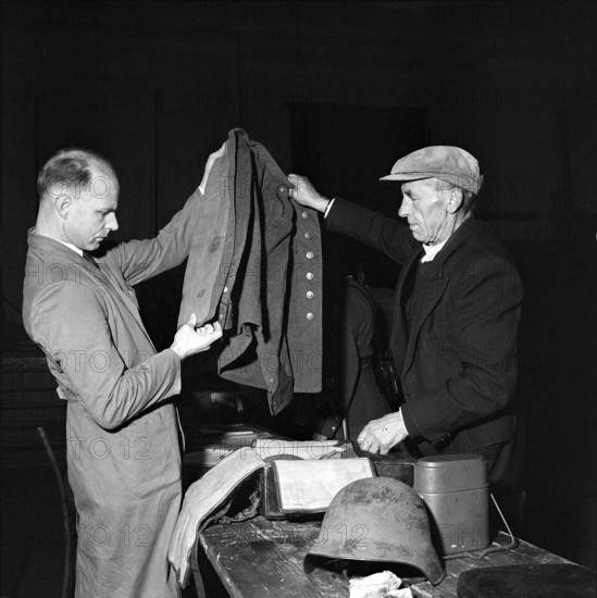 Sixty year old man being discharged, train 1955