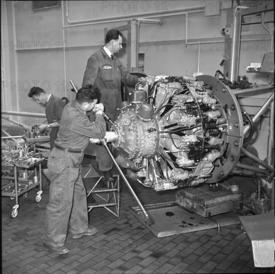Radial engine, engine test stand of Swissair, Kloten 1961