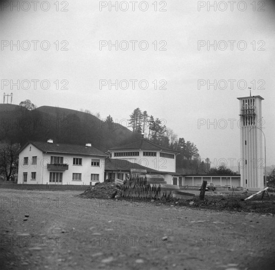 Construction of the reformed church, Willisau 1955