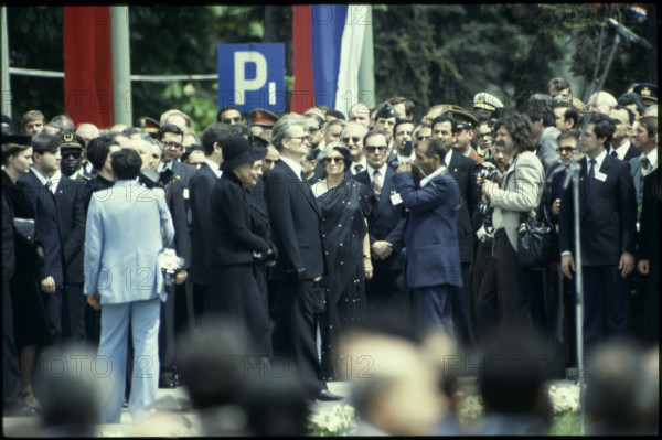 Indira Gandhi at the state funeral of Josip Broz Tito in 1980
