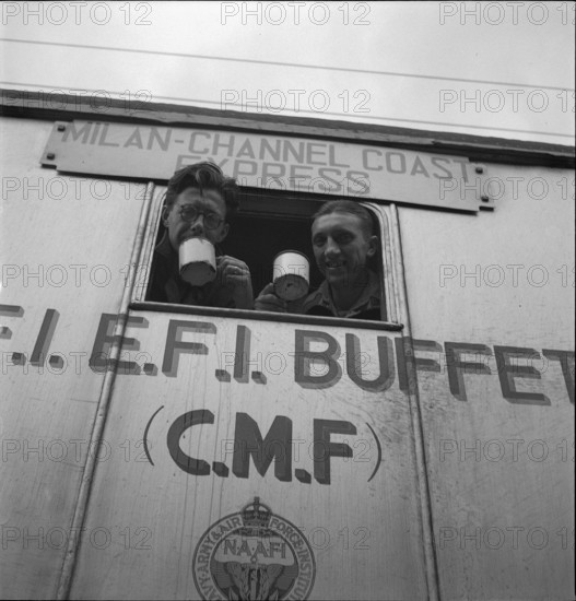 British Army Tommies on train back home 1945
