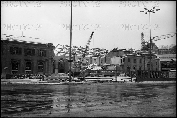 Demolition of the old train station Bern, 1968