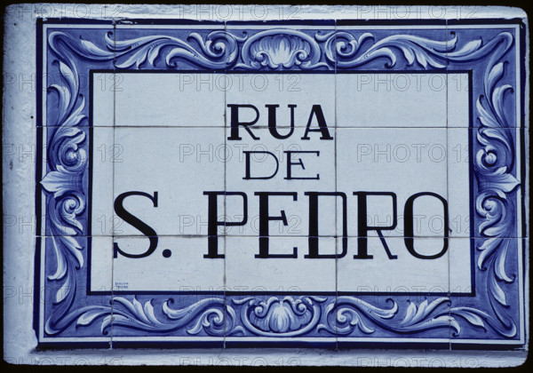 Street name sign on the Azores 1984