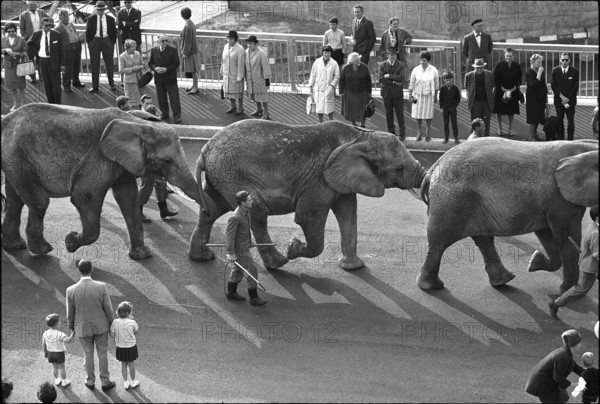 Basel, procession, inauguration of Luzernerring bridge; 1965