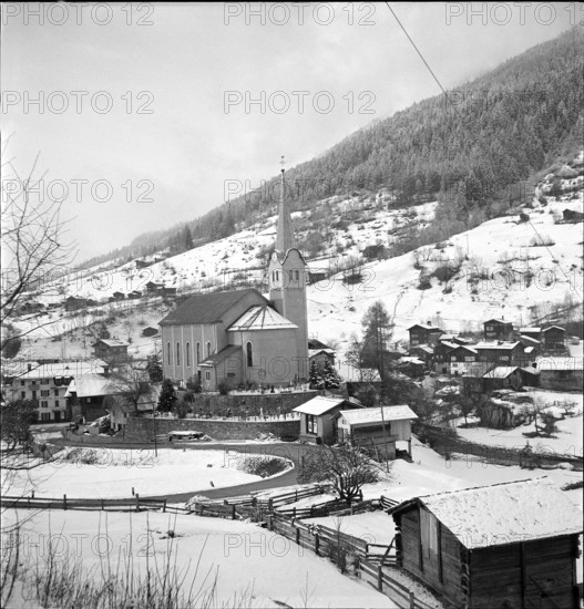 Church and village of Fiesch 1950