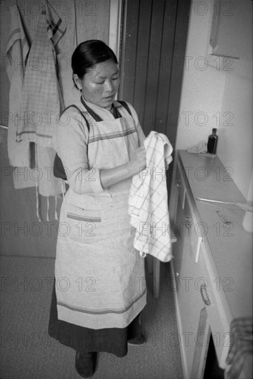 Tibetan woman with tea towel, Waldstatt 1962