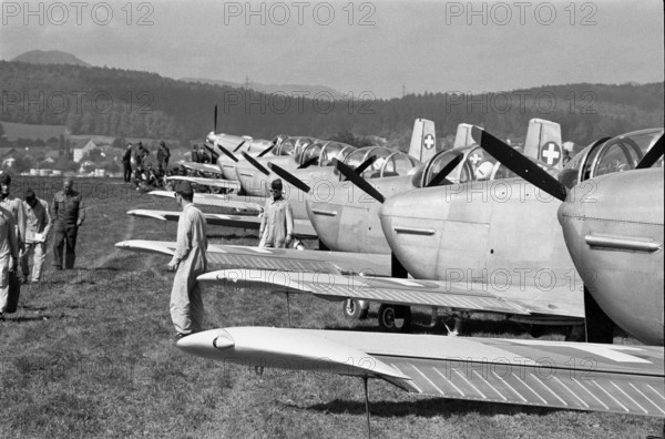 Army training airplanes at Birrfeld airfield 1968