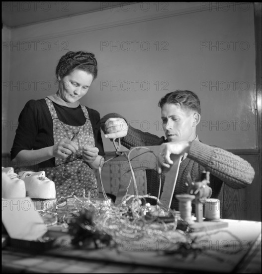 Manufacturing of the hats for Silvesterchlausen in Urnaesch, 1945