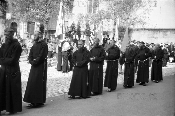 Capuchin monks at Corpus Christi procession in Friborg 1941
