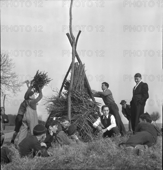 Symbolic burning of winter in circa 1948