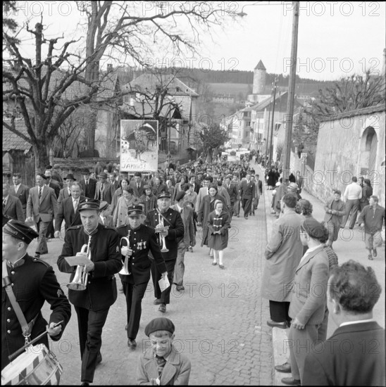Demonstration of Ajoie farmers, 1957