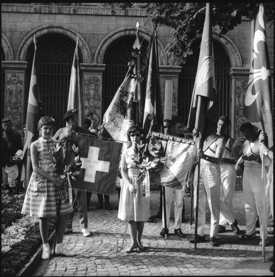 Zurich, national holiday celebration, expatriate Swiss; 1963