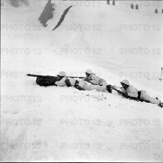 Target practice in snow, Andermatt 1952