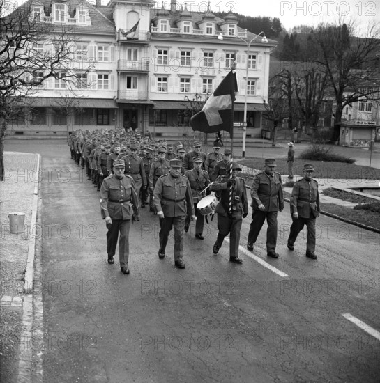 Sixty year old soldiers being discharged, Appenzell 1958
