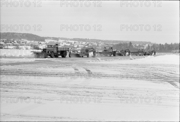 Zurich Kloten airport covered in snow, 1969