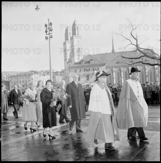 Willy Spühler, newly elected federal councilor visiting Zurich; 1959